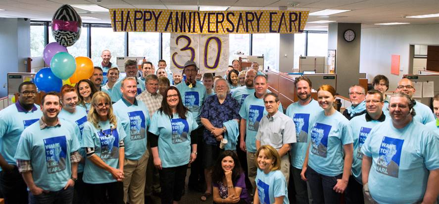 Point of Rental software takes a picture to celebrate Earls 30 year anniversary