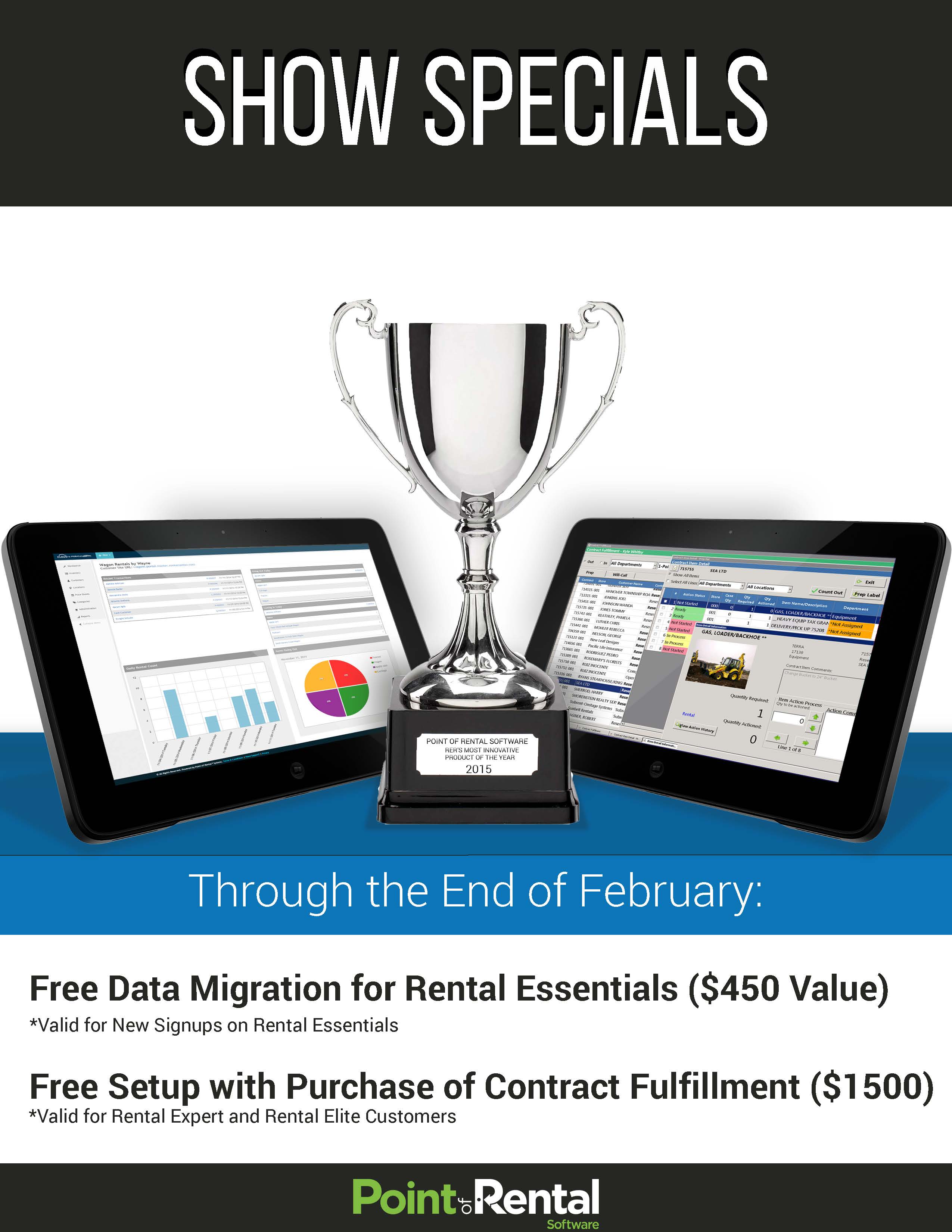 Point of rental software offers specials