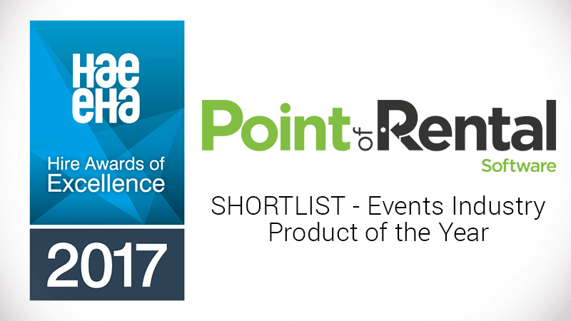Point of Rental Expert earned its way onto the HAE Awards shortlist for the Events Industry Product of the Year.