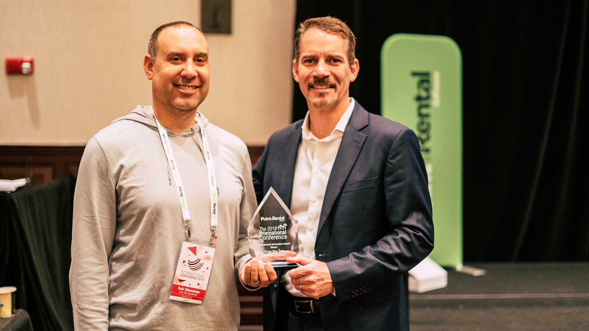 Rob Glassman, General Manager of Over the Top Rental Linens, received the International Innovation Award on Wednesday, Nov. 7.