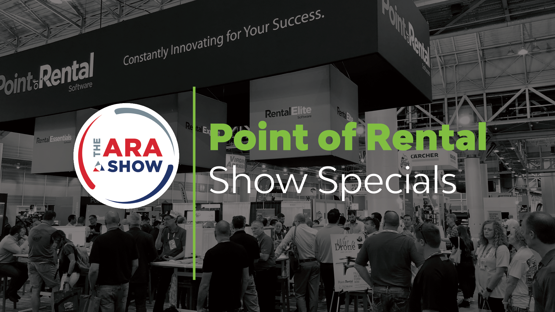 Point of Rental's ARA Show Specials include free setup on all standalone apps with a one-year contract.