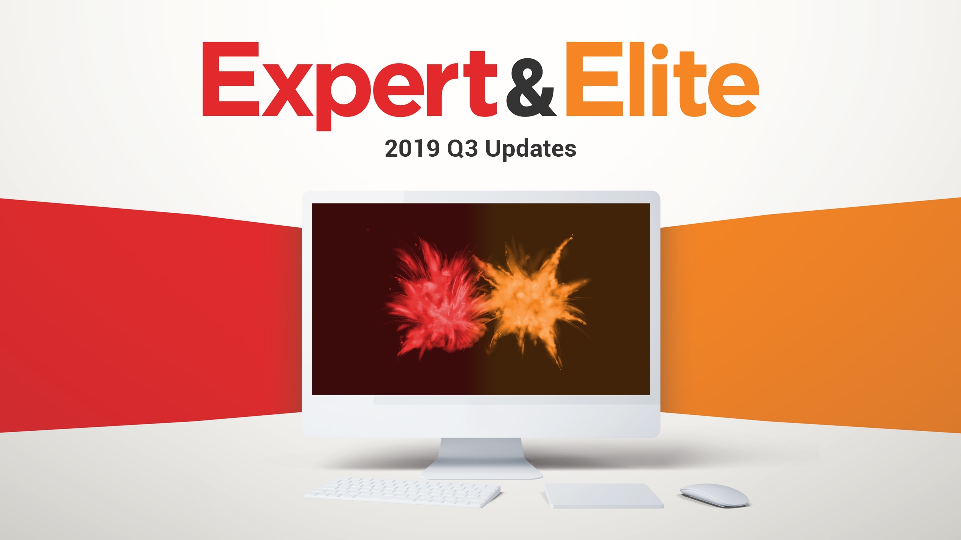 Expert/Elite Q3 updates image - computer monitor and orange/red colors.