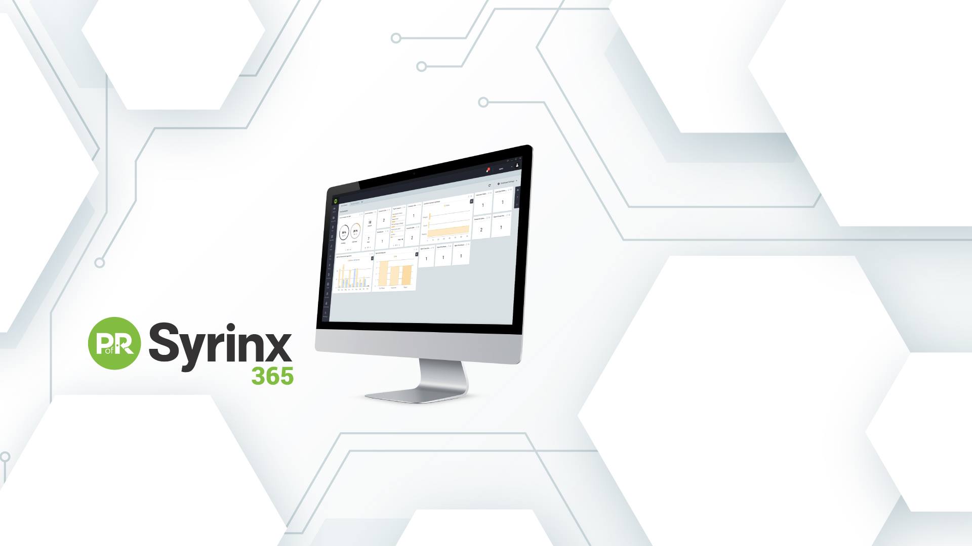 Das Armaturenbrett von Syrinx 365 wird auf einem Monitor angezeigt.