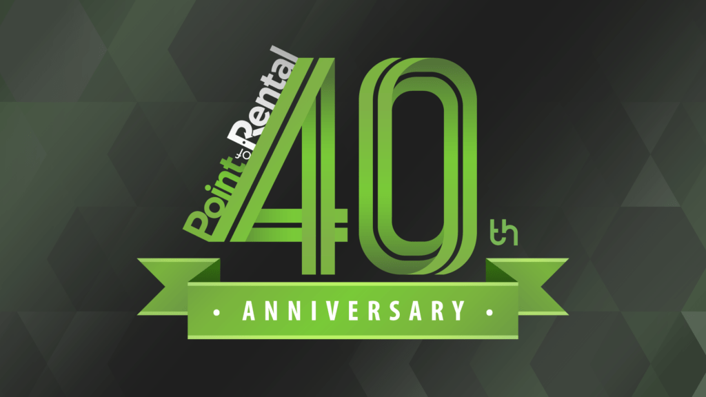 Point of Rental Turns 40 Graphic on black background