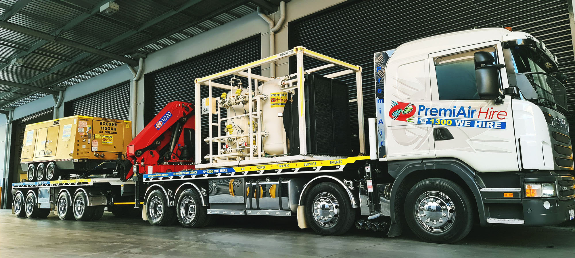 A PremiAir Hire truck loaded up for deliveries.