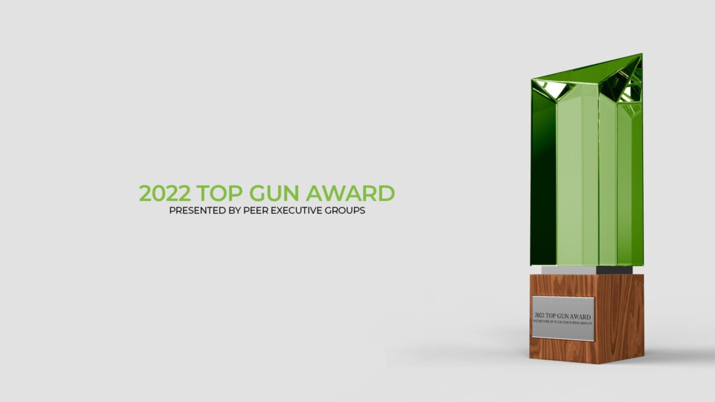 2022 Top Gun Award text and a trophy