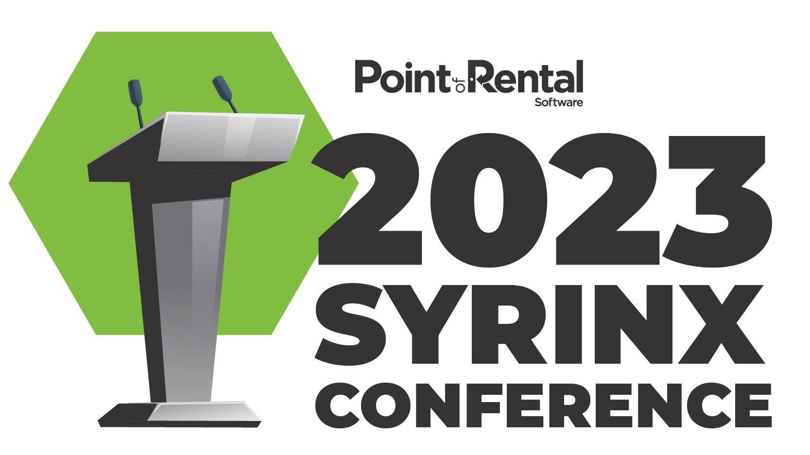 Podium graphic with 2023 Syrinx Conference written next to it.