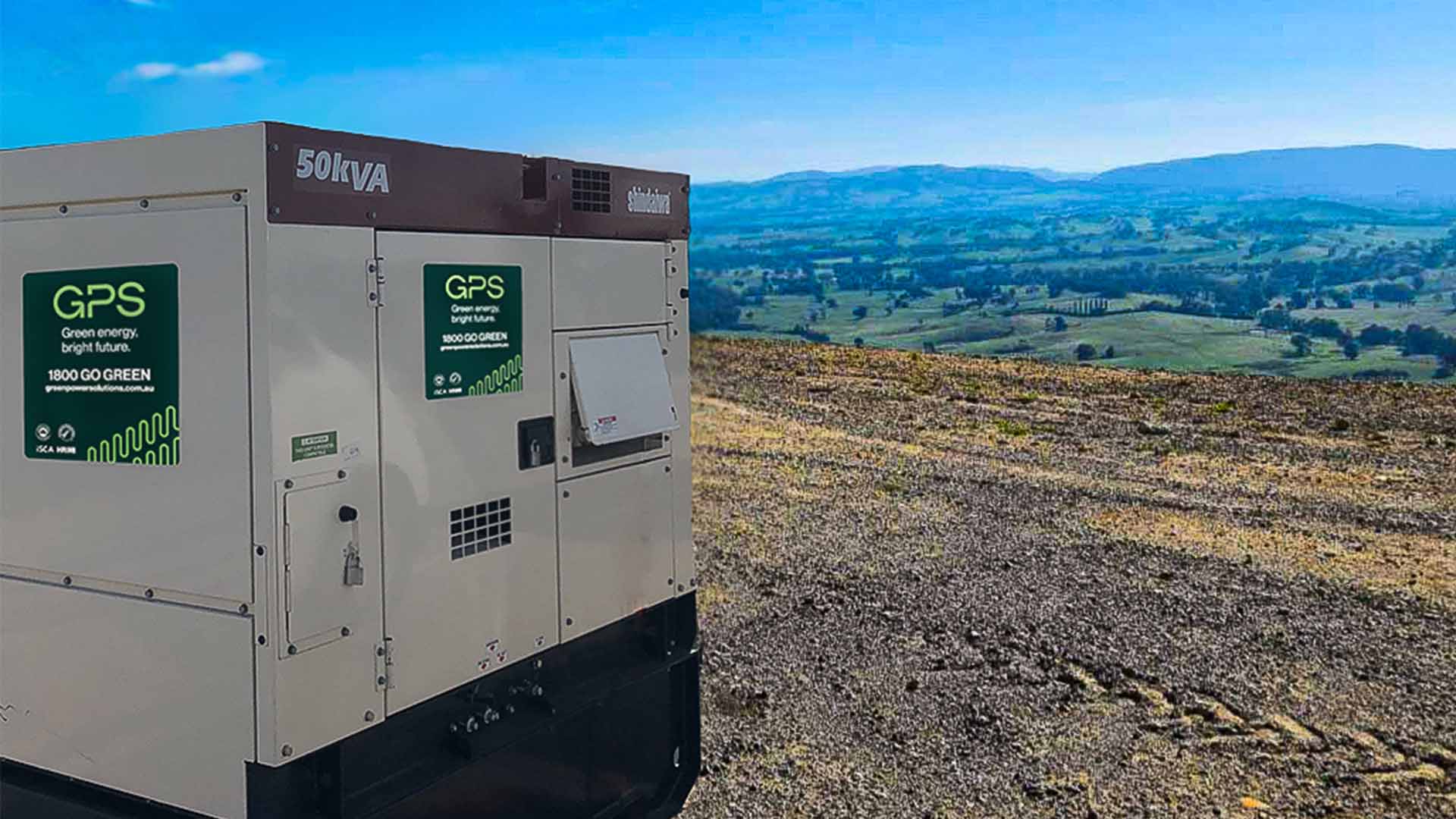 A GPS generator on a remote site on a hill overlooking a vista.