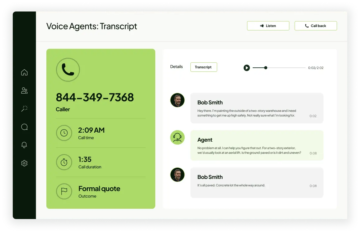 Disposition Agent interface showing an automated decision carried out on the business's behalf