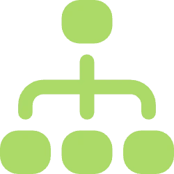 Org chart icon with one node branching to three