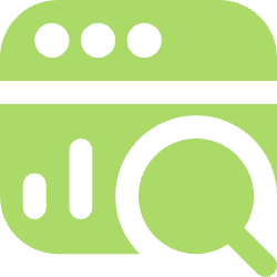 Magnifying glass icon over a data dashboard