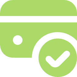 Credit card icon with a checkmark