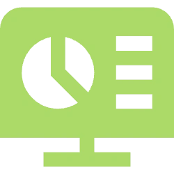 Monitor icon displaying a pie chart report