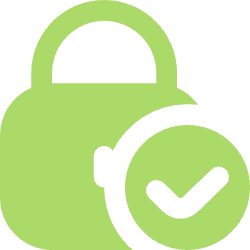 Padlock icon with a checkmark badge